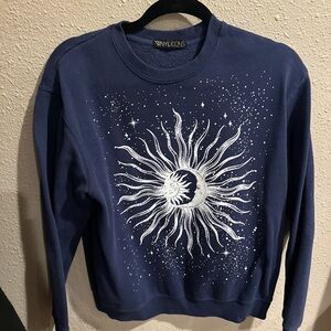 Men's Blue Sun and Moon Sweater
